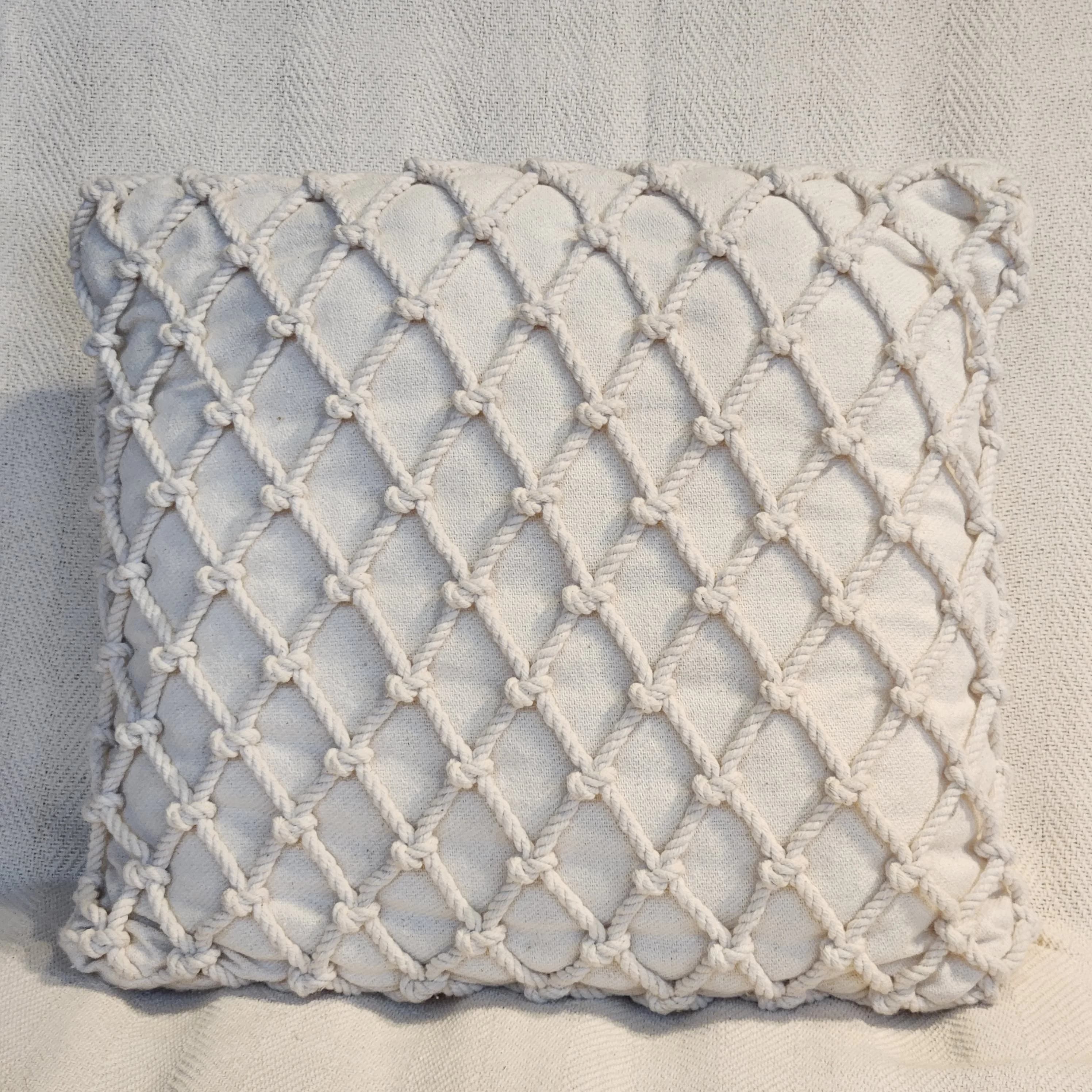 Capa de Almofa Macramê Com Corda 45x45