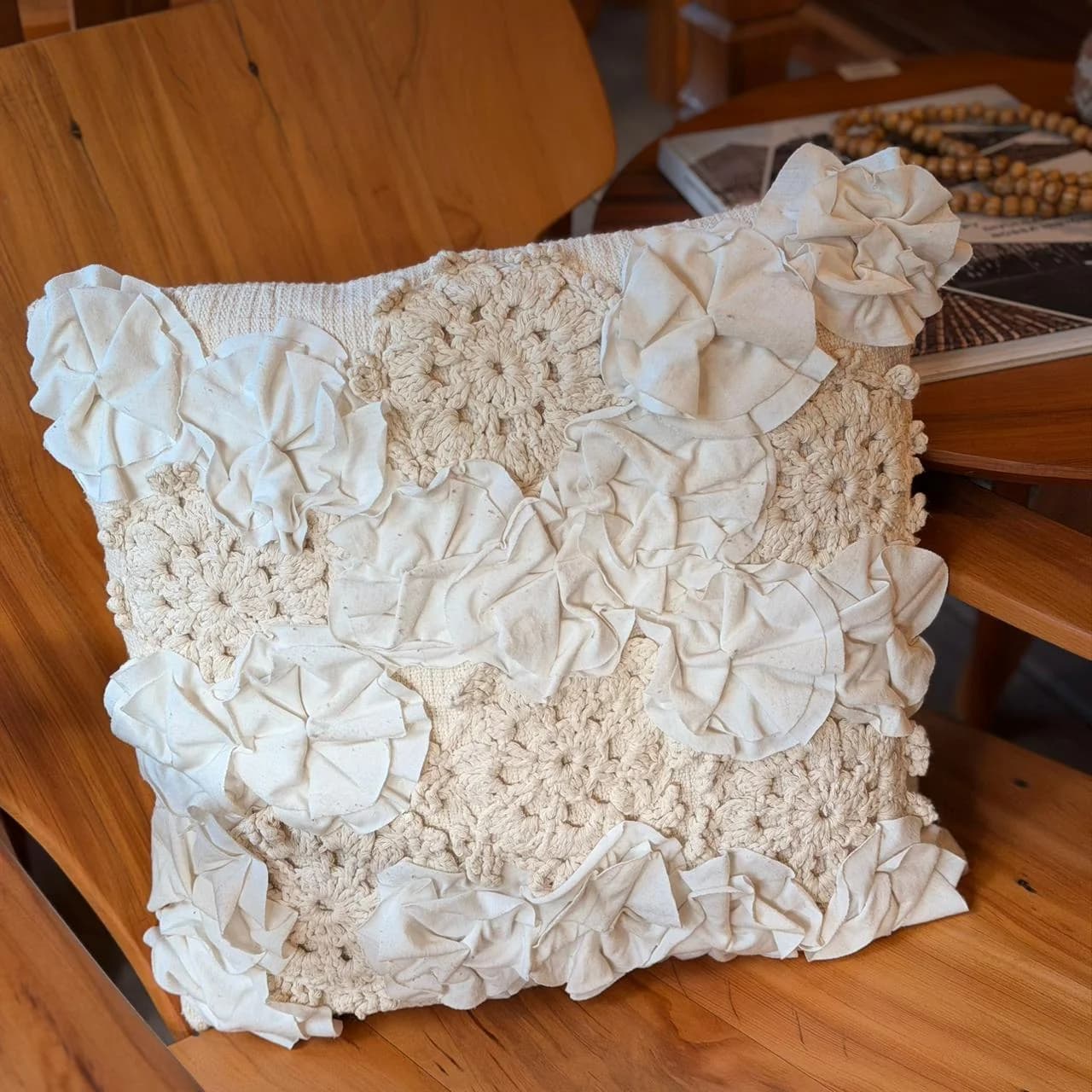 Capa de almofada malha Crochê 45cmx45cm