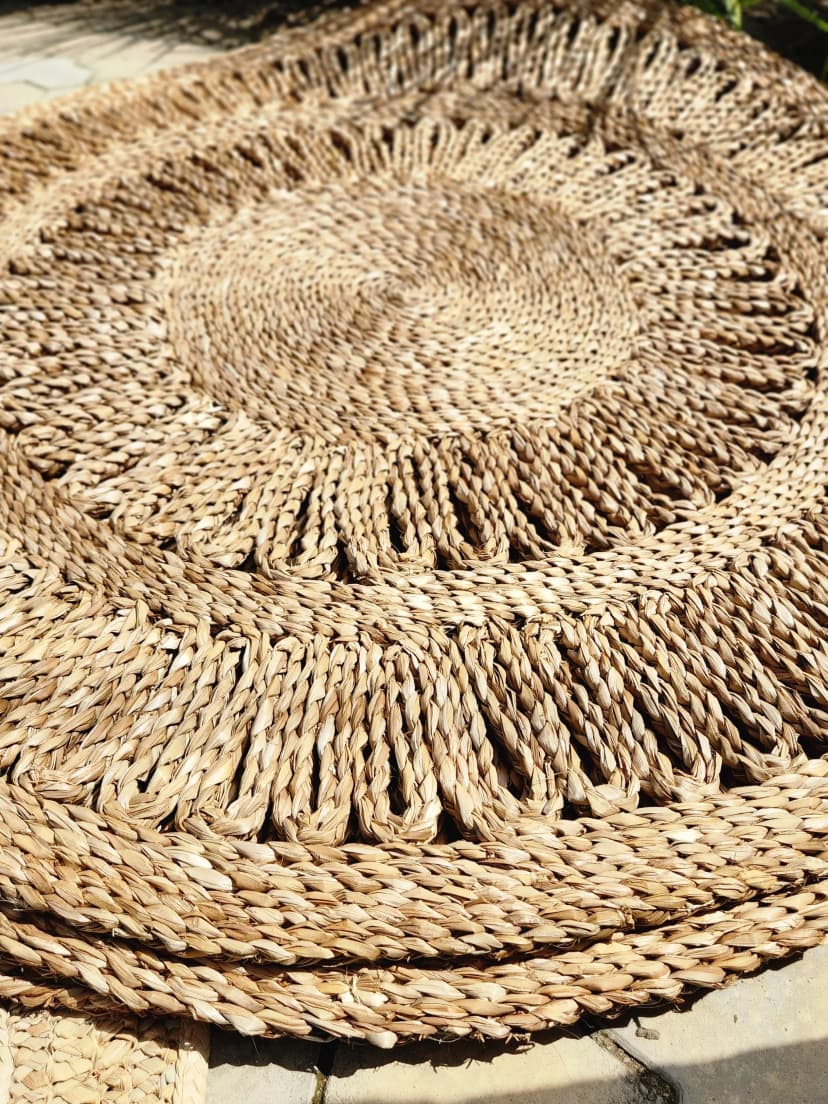 Tapete Redondo 1,5m Trançado Taboa.