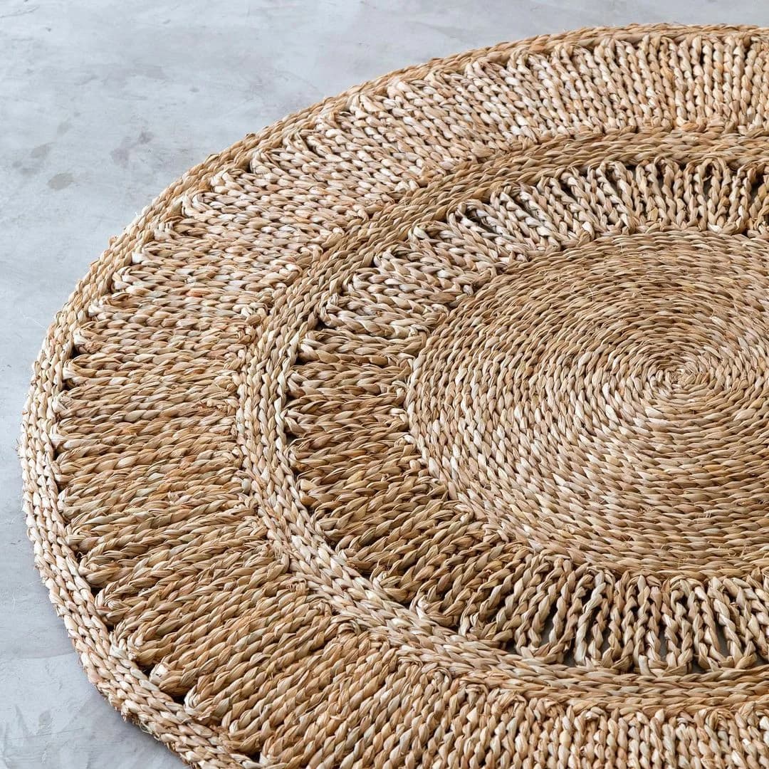 Tapete Redondo 1,5m Trançado Taboa.