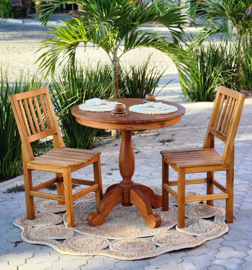 Mesa Redondo Peroba Rosa.