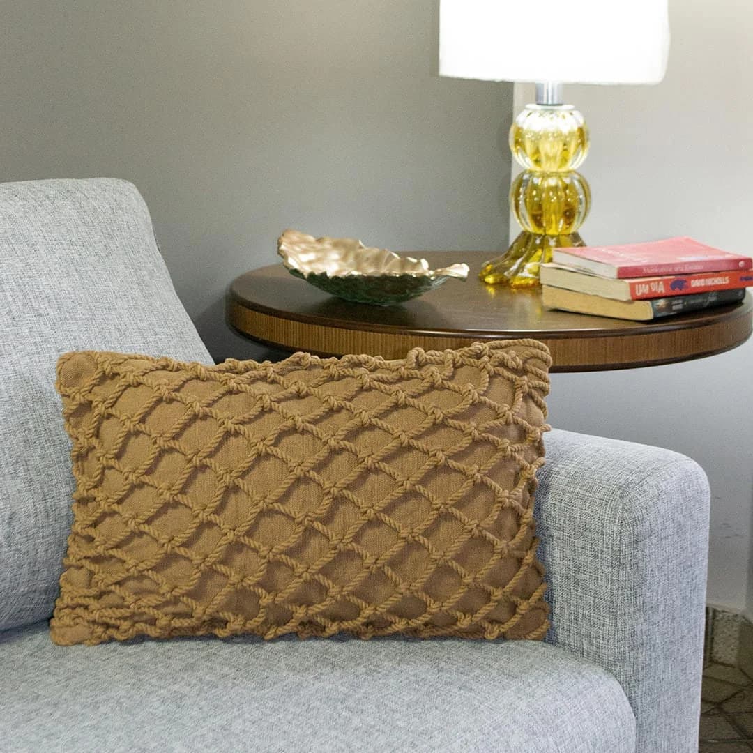 Capa de Almofada Ponto Crochê Corrente 50x30