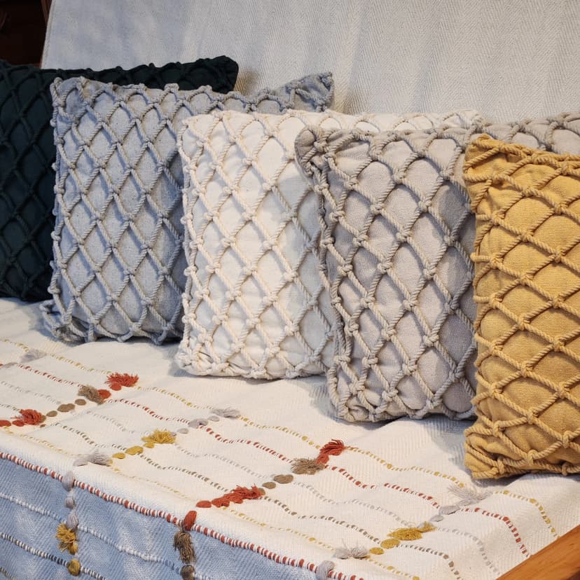 Capa de Almofa Macramê Com Corda 45x45